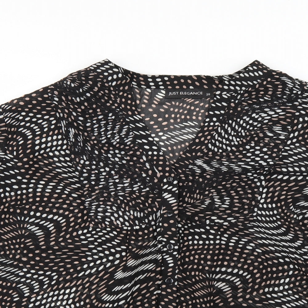 just elegance Womens Black Polka Dot  Basic Blouse Size 2