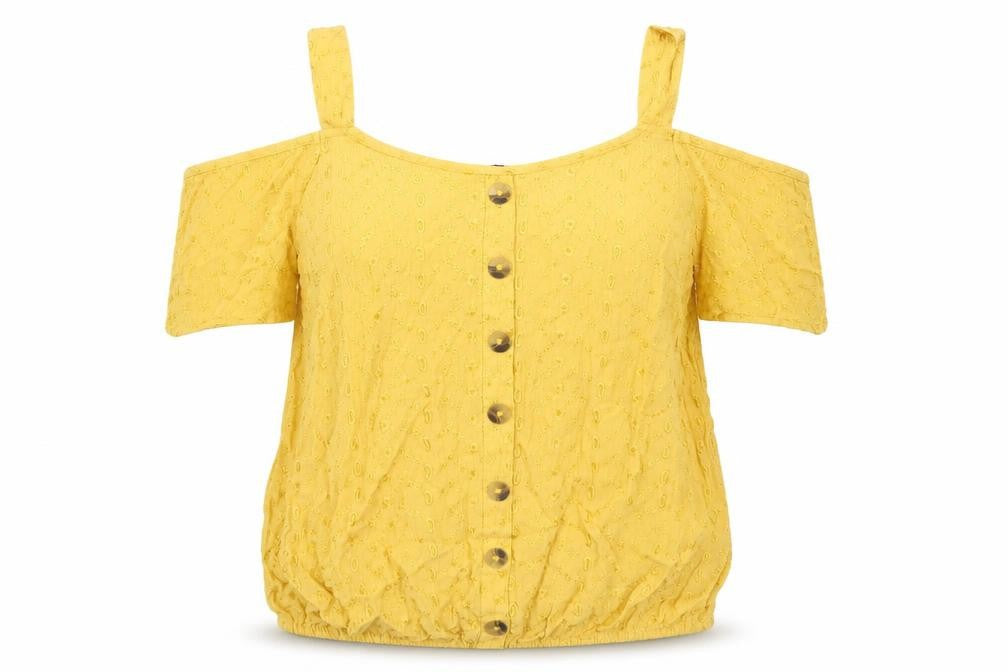 M&Co Womens Yellow Floral  Basic Blouse Size 8