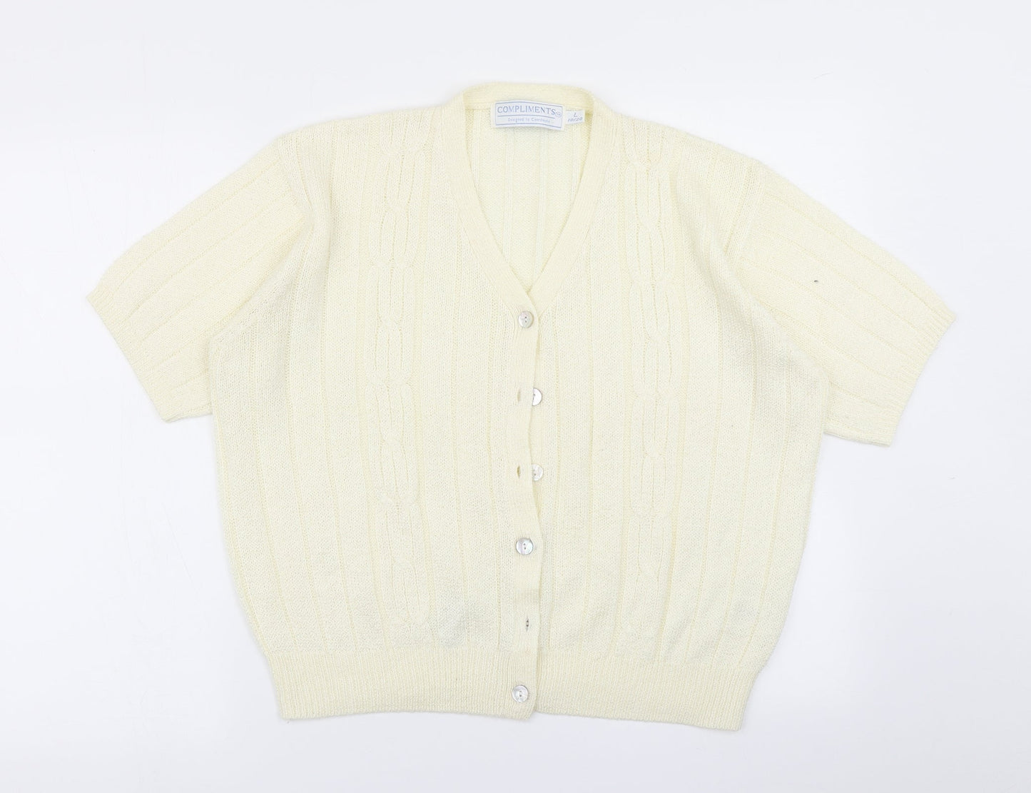 Compliments Womens Yellow  Knit Cardigan Jumper Size L