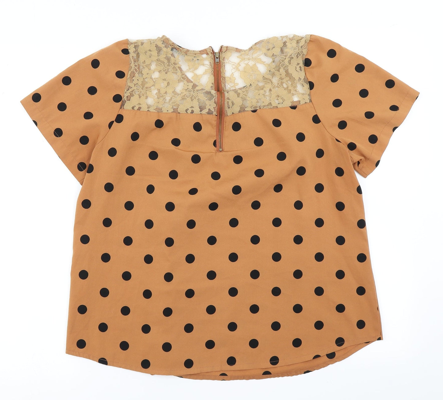 Atmosphere Womens Brown Polka Dot  Basic Blouse Size 14