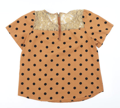 Preloved Atmosphere Womens Brown Polka Dot  Basic Blouse Size 14 - Back
