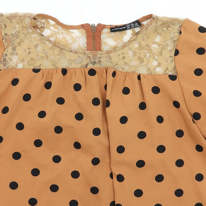Preloved Atmosphere Womens Brown Polka Dot  Basic Blouse Size 14 - Detail
