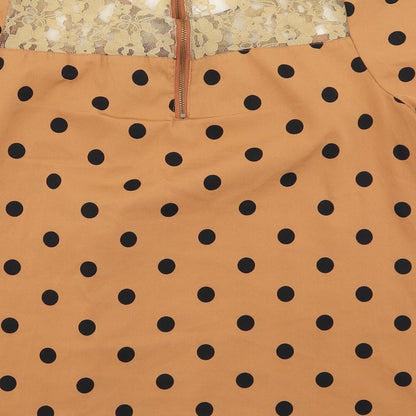 Preloved Atmosphere Womens Brown Polka Dot  Basic Blouse Size 14 - Label