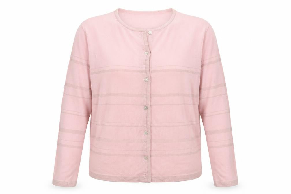 Modern Classics Womens Pink Striped Knit Cardigan Jumper Size 16