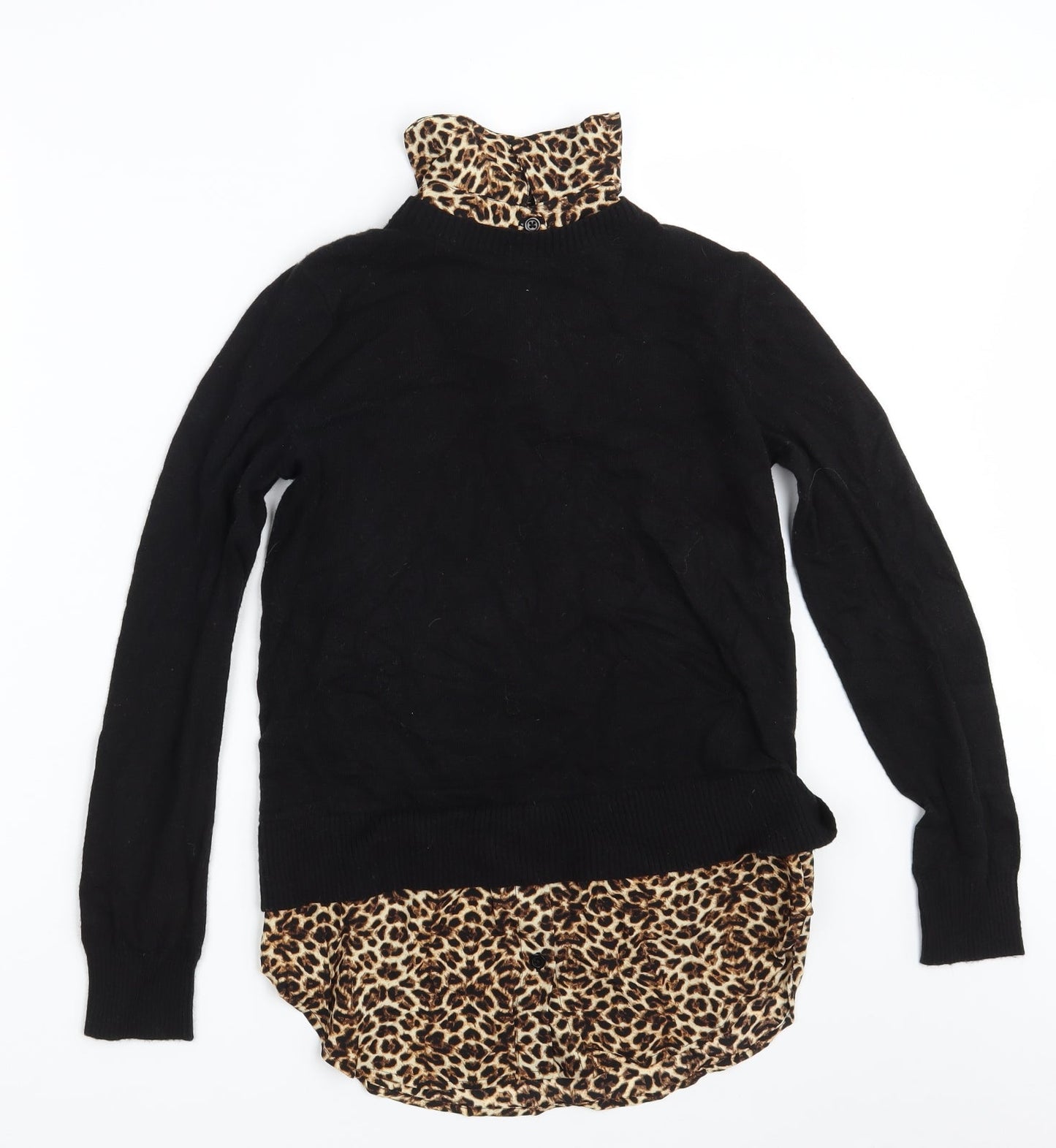 Topshop Womens Black Animal Print  Pullover Jumper Size 8