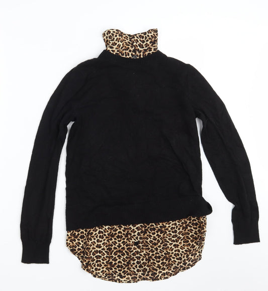 Topshop Womens Black Animal Print  Pullover Jumper Size 8