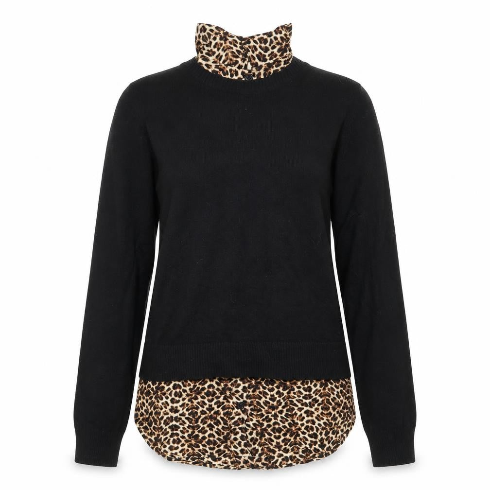 Topshop Womens Black Animal Print  Pullover Jumper Size 8