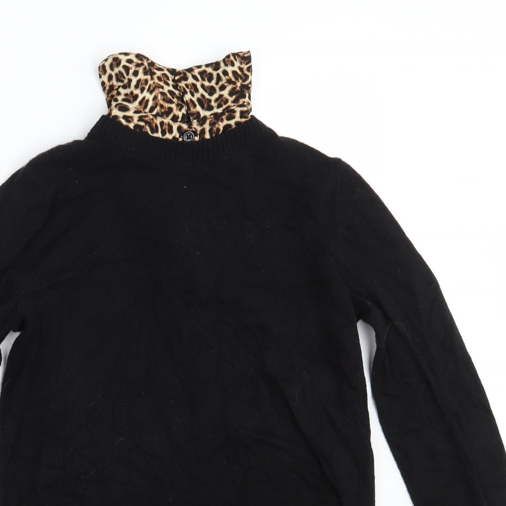 Topshop Womens Black Animal Print  Pullover Jumper Size 8