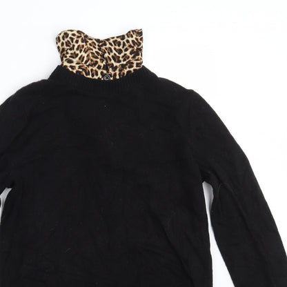 Topshop Womens Black Animal Print  Pullover Jumper Size 8