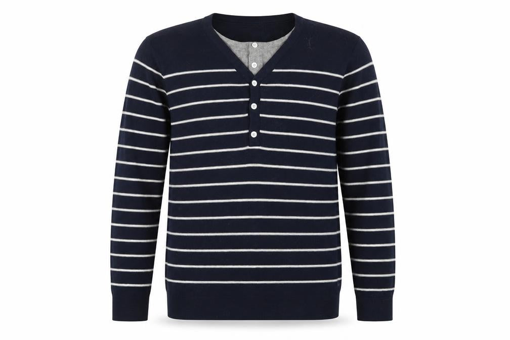 Revelation Mens Blue Striped Knit Pullover Jumper Size M