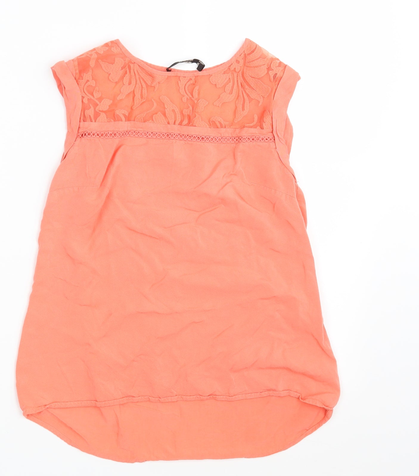 Oasis Womens Orange Floral  Basic Blouse Size 8