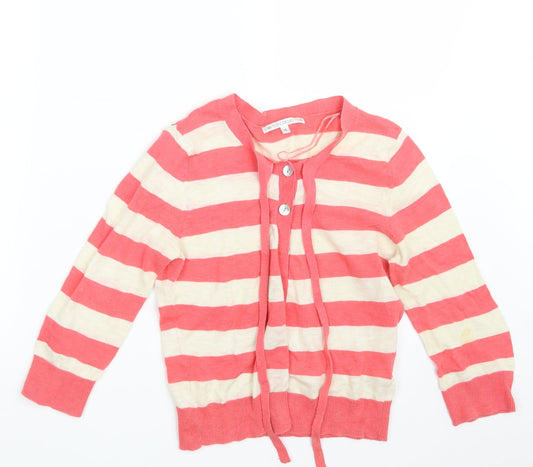 M&S Womens Pink Striped  Cardigan Jumper Size 10