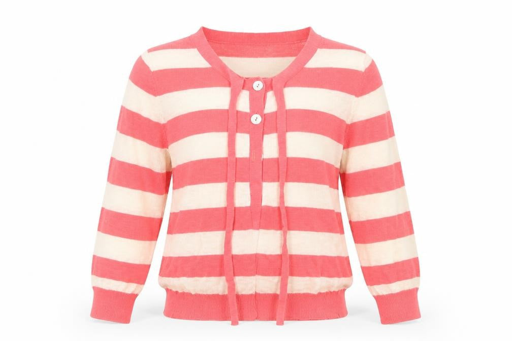 Marks & Spencer Womens Pink Striped  Cardigan Jumper Size 10