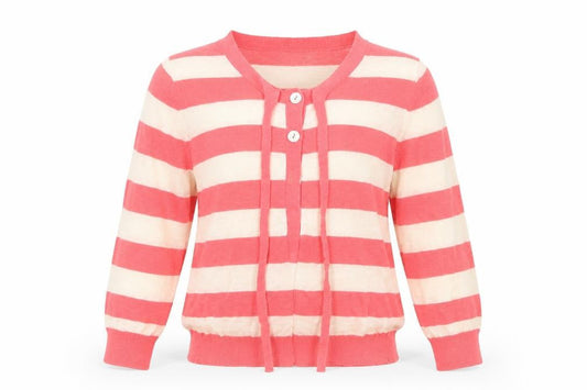 Marks & Spencer Womens Pink Striped  Cardigan Jumper Size 10