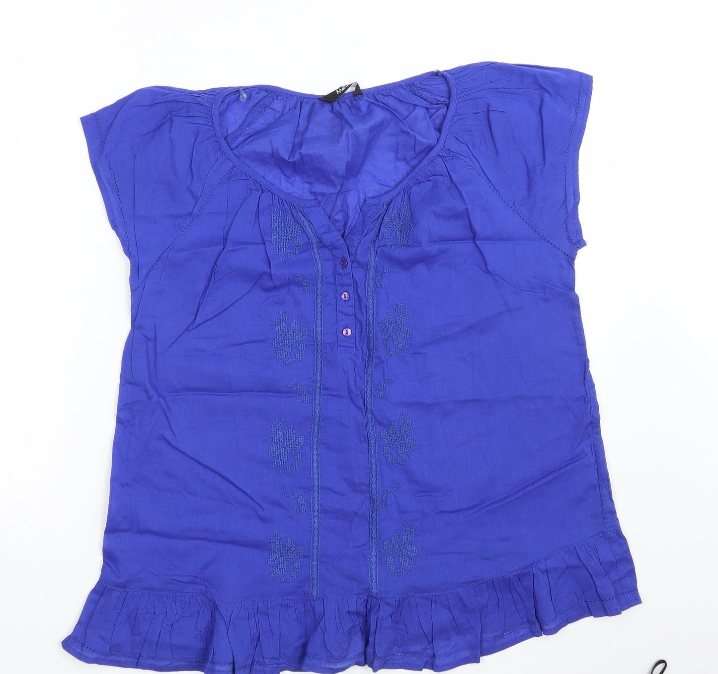 M & Co.  Womens Blue Floral  Basic Blouse Size 12