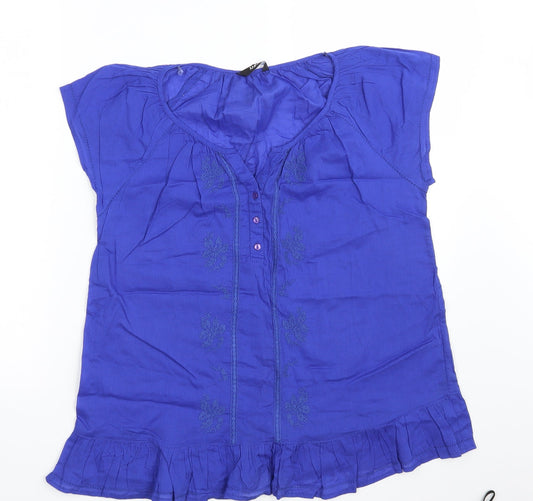 M & Co.  Womens Blue Floral  Basic Blouse Size 12