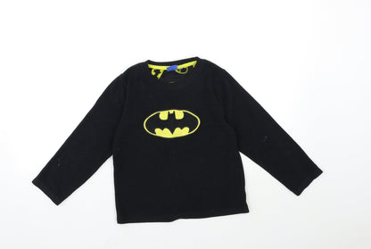 Preloved Batman Boys Black  Fleece  Pyjama Top Size 7-8 Years - Front