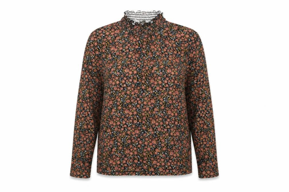 Cream Womens Red Floral  Basic Blouse Size S