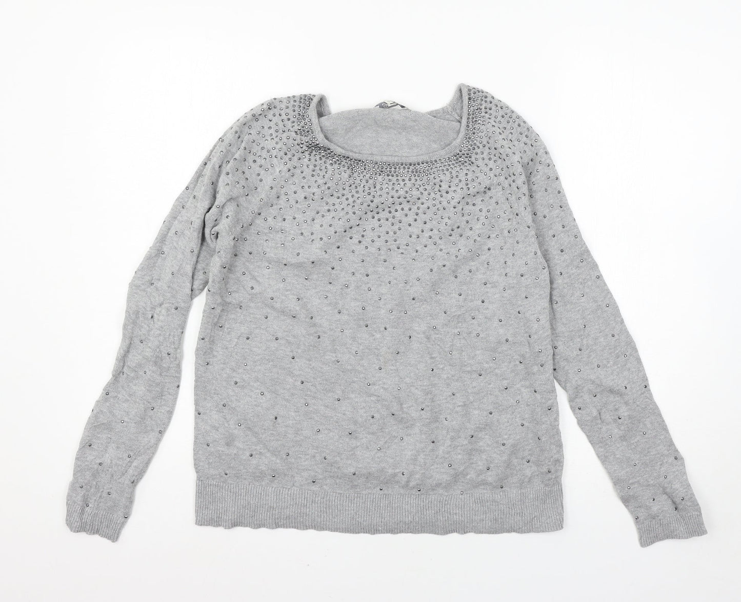 Peacocks Womens Grey  Knit Pullover Jumper Size 12