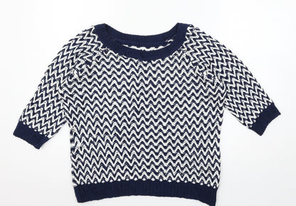 Preloved Per Una Womens Black Geometric Knit Pullover Jumper Size 16 - Front