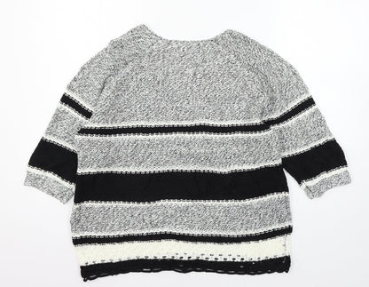 F&F Womens Black Geometric Knit Pullover Jumper Size 10