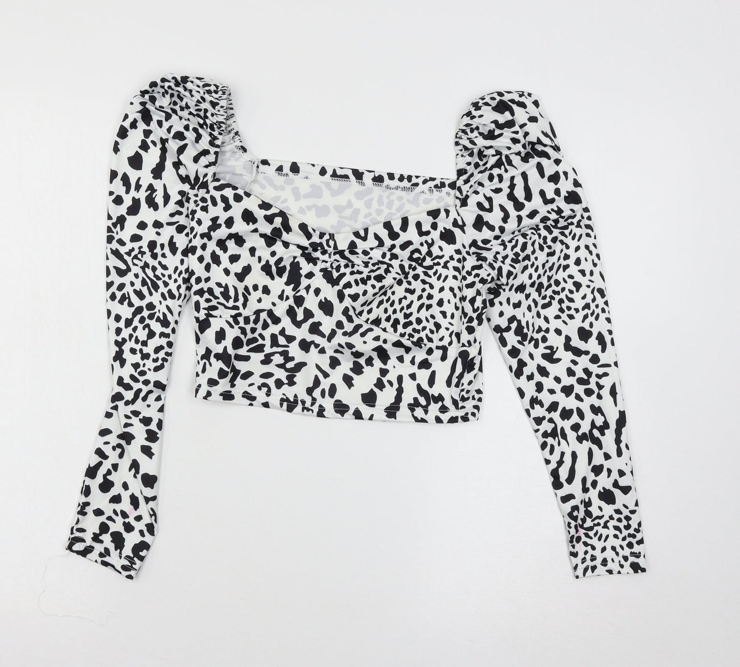 Preworn Womens White Animal Print Jersey Basic T-Shirt Size S