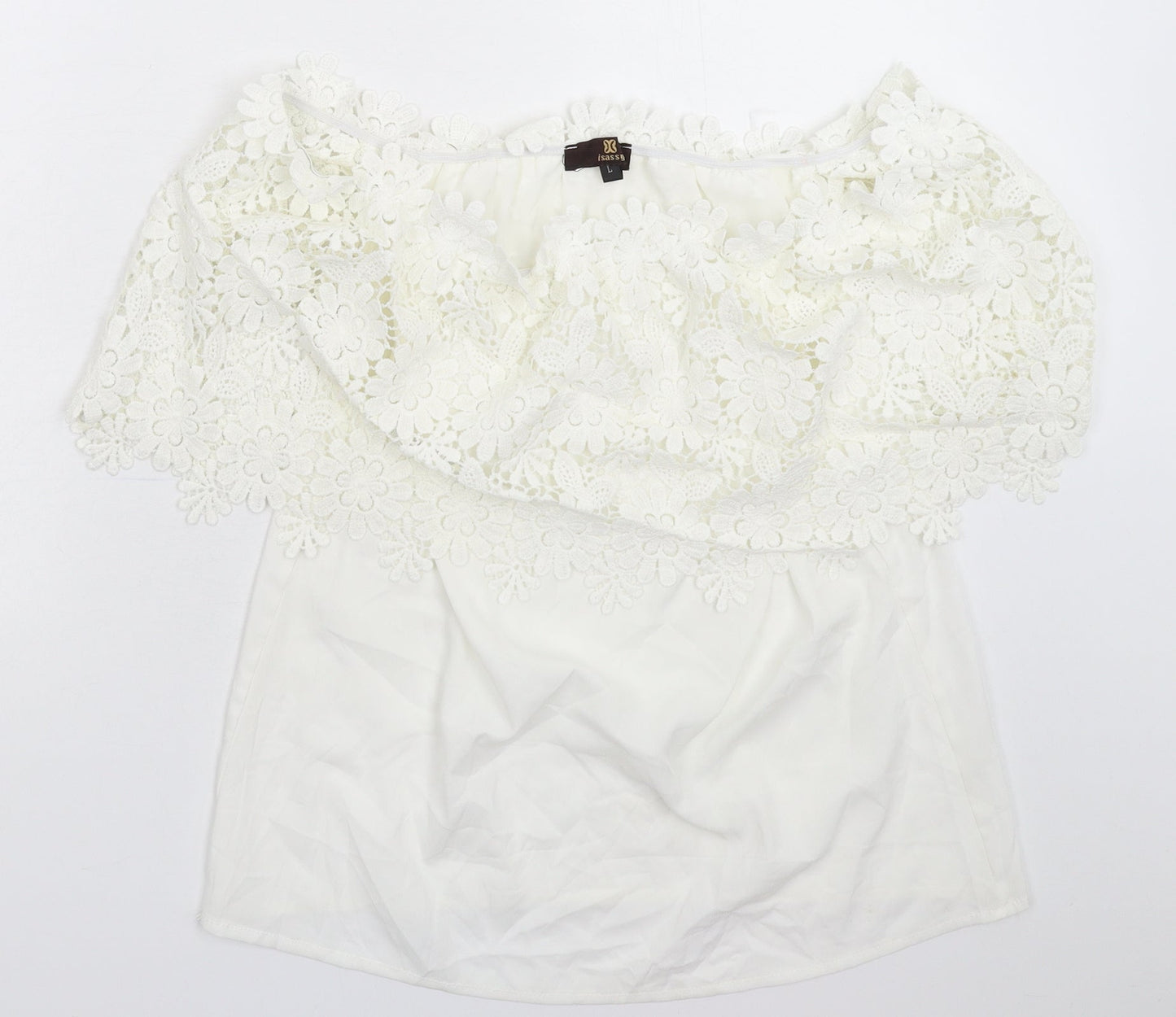 Isassy Womens White   Basic Blouse Size L