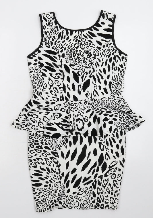 Dolls Womens White Animal Print  Mini  Size 10
