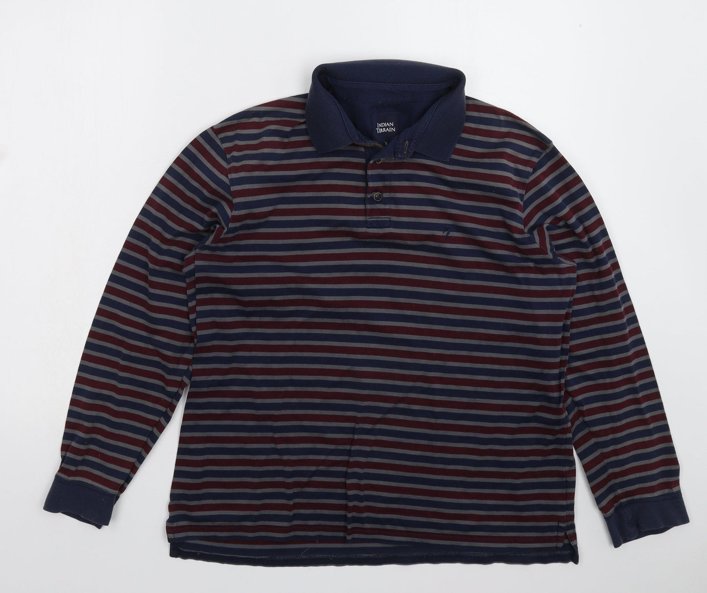 Indian Terrain Mens Multicoloured Striped   Polo Size M