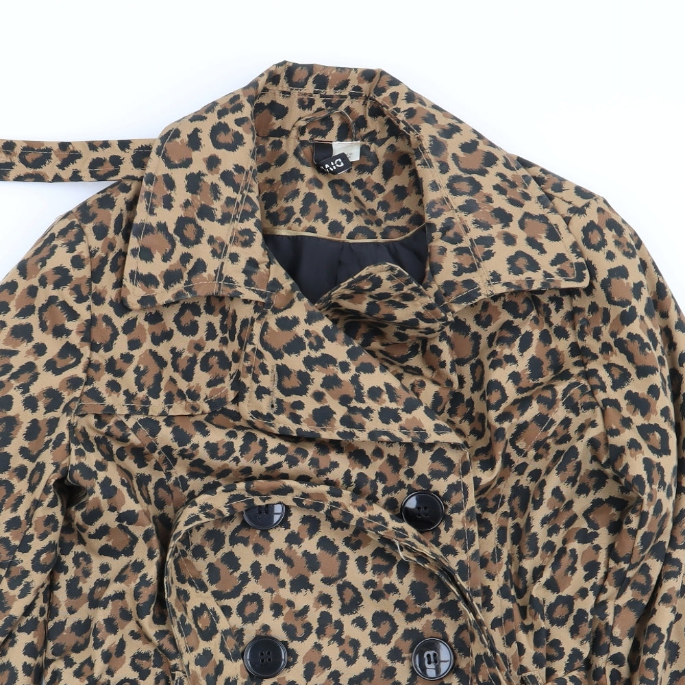 Divided by H&M Womens Multicoloured Animal Print  Overcoat Coat Size 10