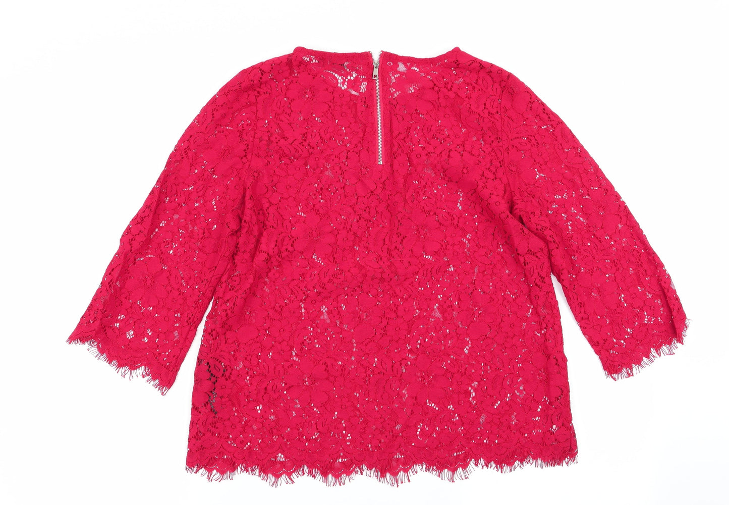 New Look Womens Red Floral  Basic Blouse Size 12