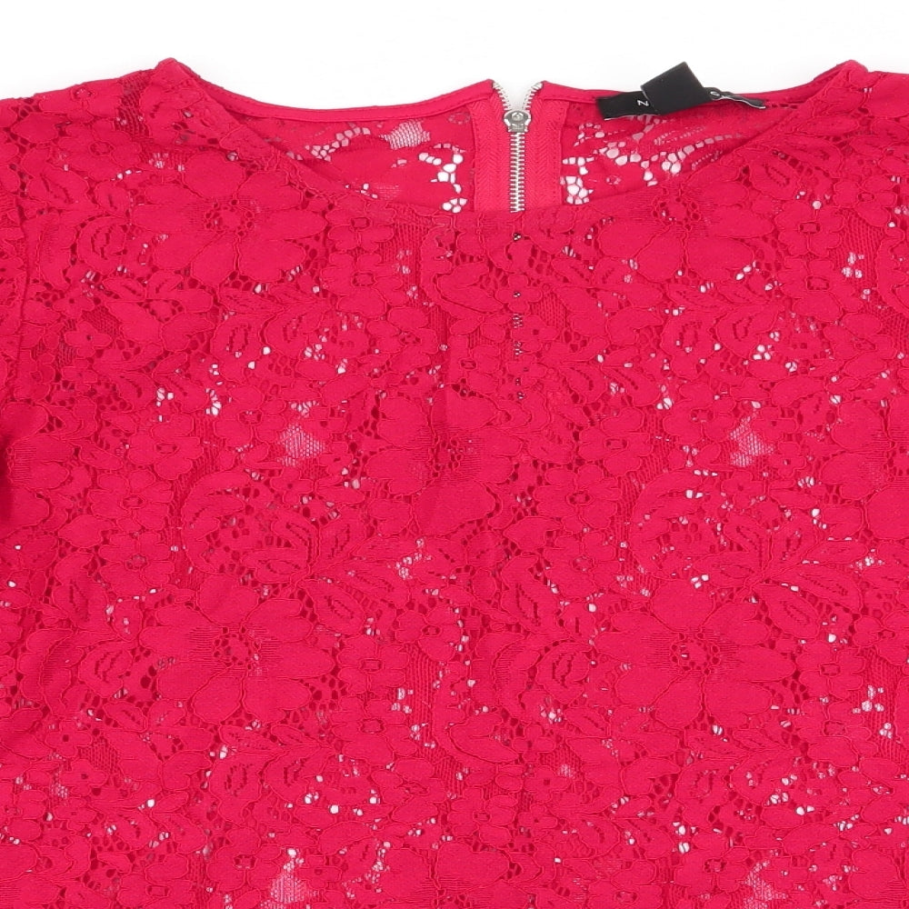 New Look Womens Red Floral  Basic Blouse Size 12