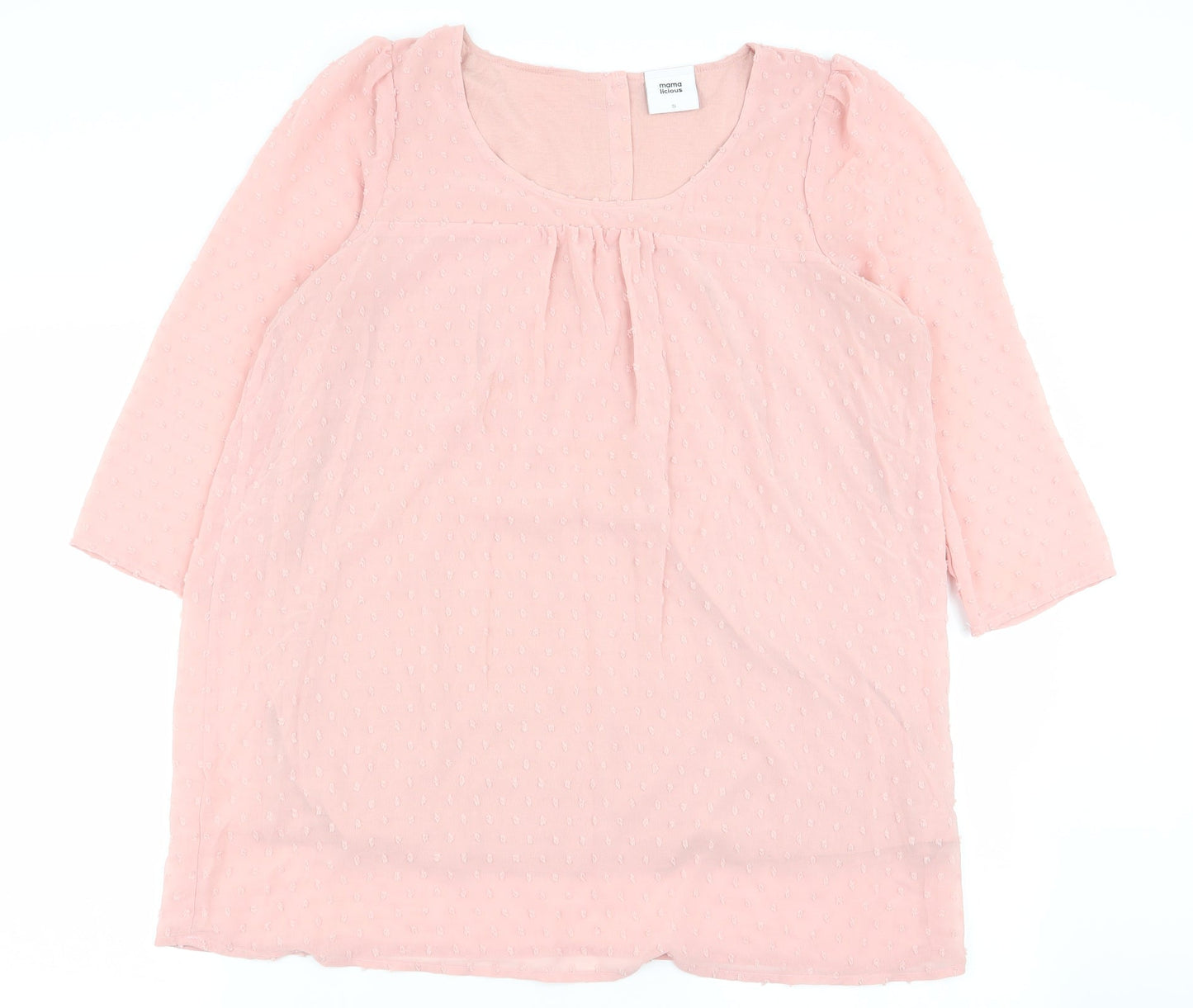 Mama-licious Womens Pink Polka Dot  Basic Blouse Size S