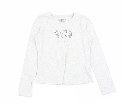 Preloved Primark Girls Grey   Basic T-Shirt Size 9-10 Years - Front