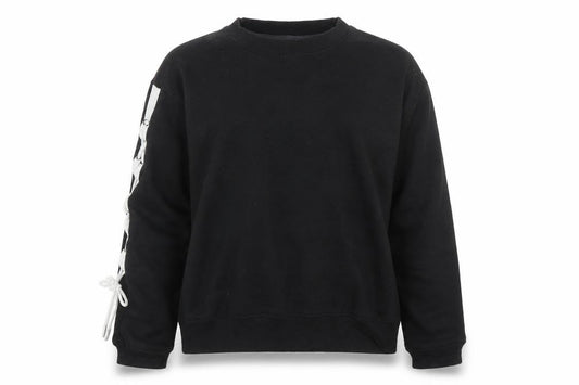 Boohoo Womens Black Striped  Pullover Sweatshirt Size 12