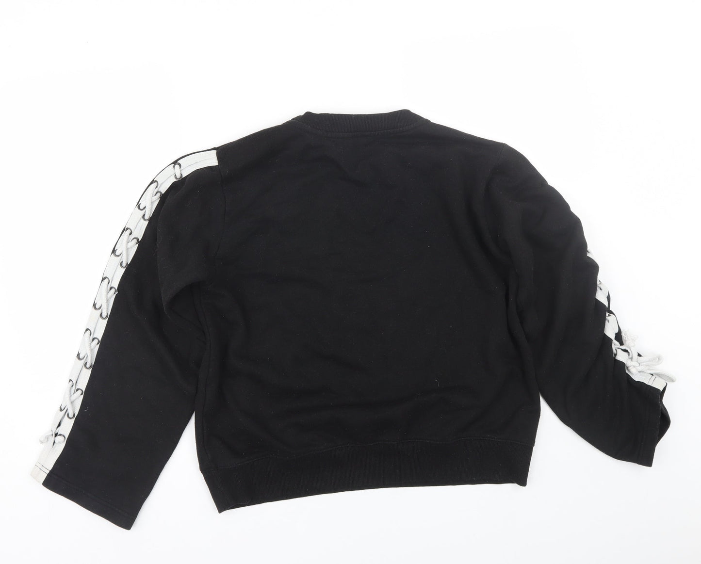 Boohoo Womens Black Striped  Pullover Sweatshirt Size 12
