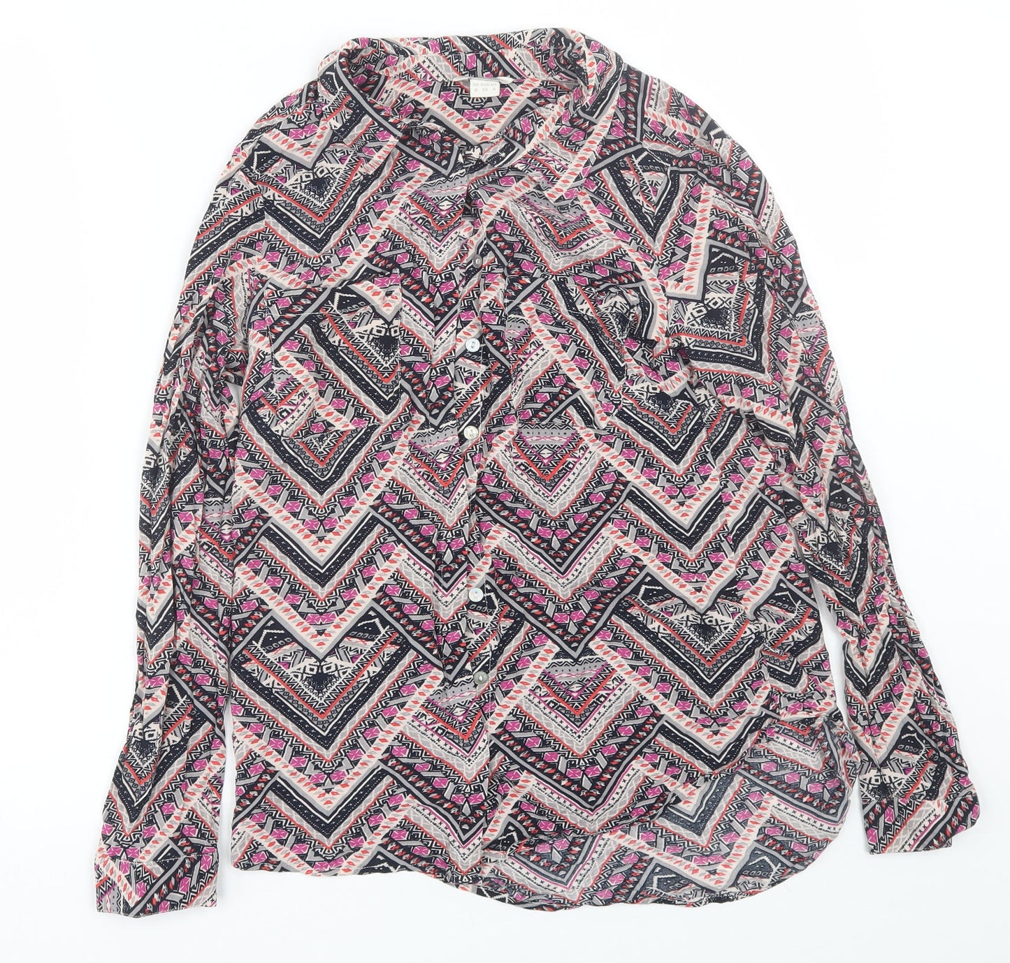Monsoon Womens Multicoloured Geometric  Basic Button-Up Size 8