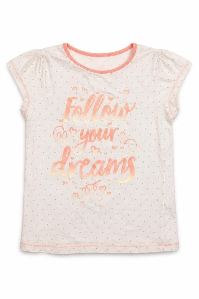 George Girls White Spotted  Basic T-Shirt Size 5-6 Years