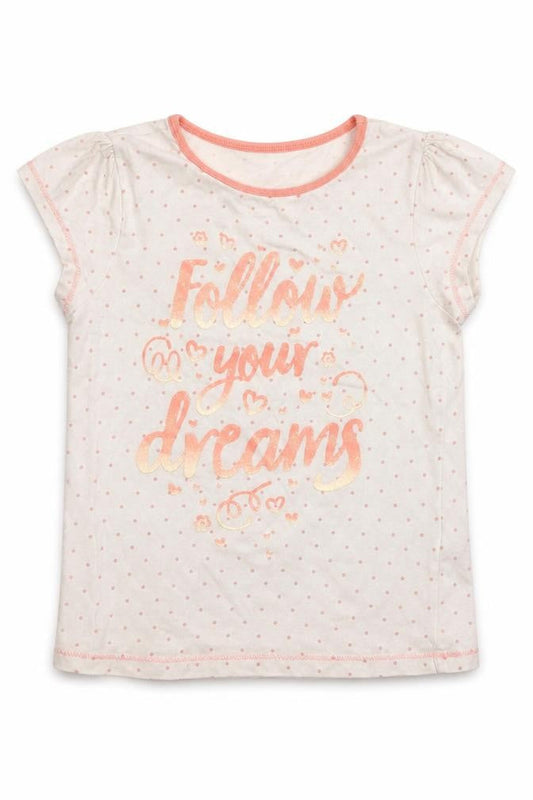 George Girls White Spotted  Basic T-Shirt Size 5-6 Years