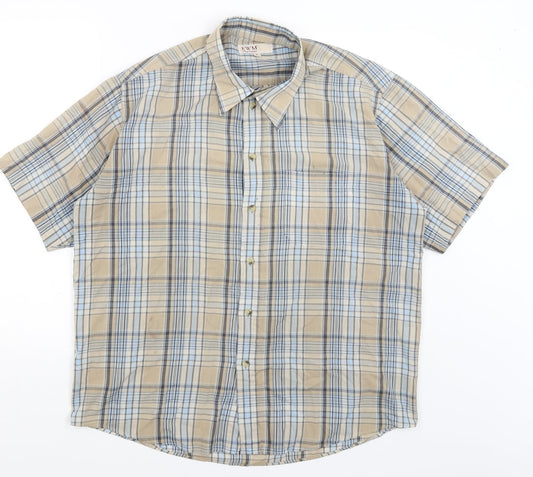 EWM Mens Brown Plaid   Button-Up Size L
