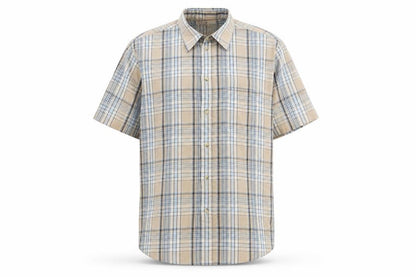 EWM Mens Brown Plaid   Button-Up Size L