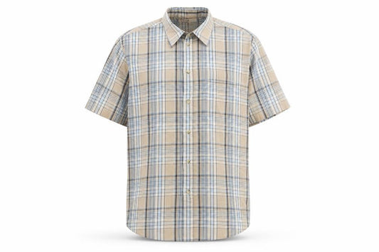 EWM Mens Brown Plaid   Button-Up Size L