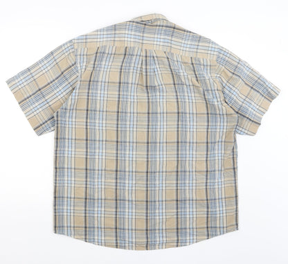 EWM Mens Brown Plaid   Button-Up Size L