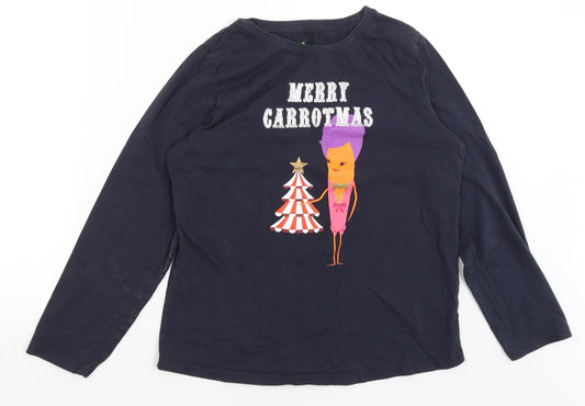 Avenue Womens Blue Solid  Top Pyjama Set Size M  - Merry Carrotmas
