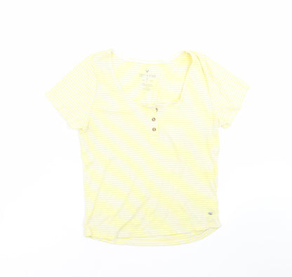 SOFT & SEXY Womens Yellow Striped  Basic T-Shirt Size L