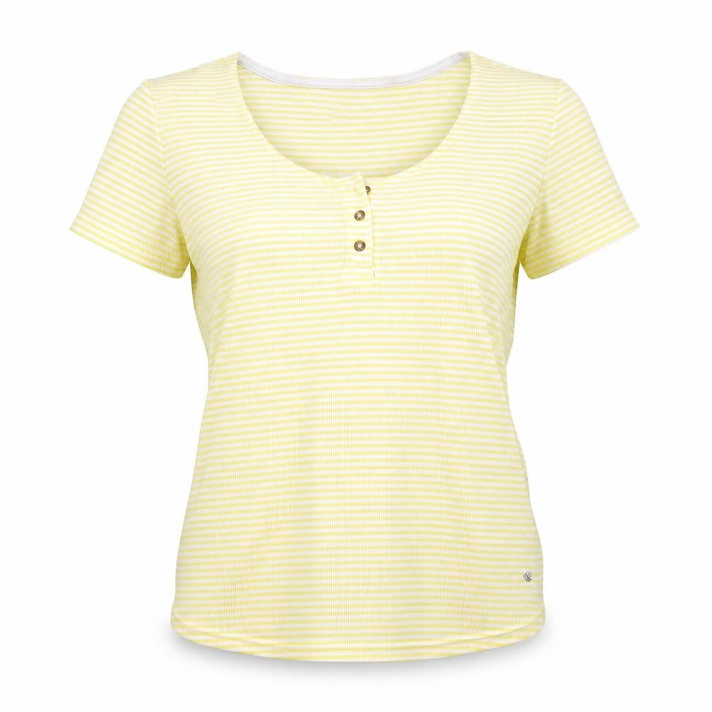 SOFT & SEXY Womens Yellow Striped  Basic T-Shirt Size L