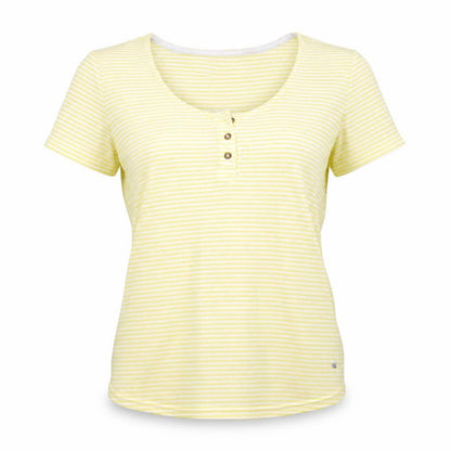 SOFT & SEXY Womens Yellow Striped  Basic T-Shirt Size L