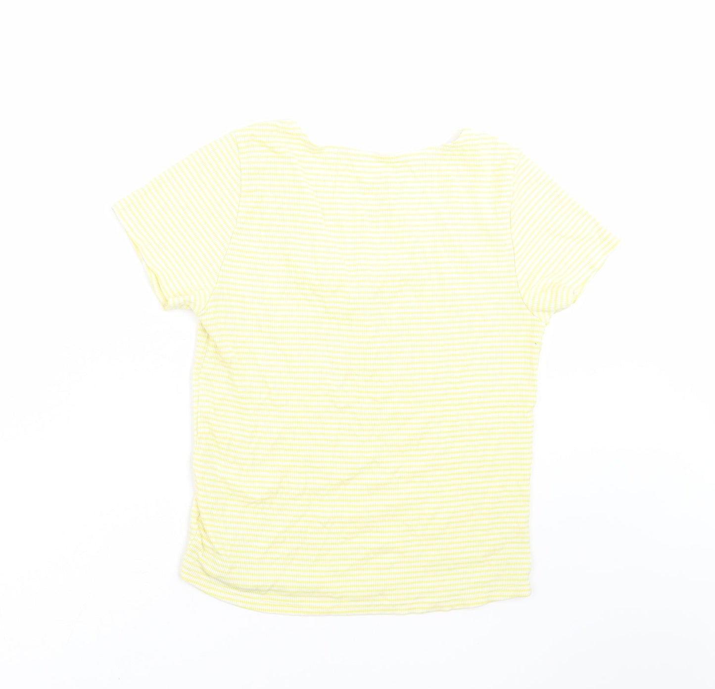 SOFT & SEXY Womens Yellow Striped  Basic T-Shirt Size L
