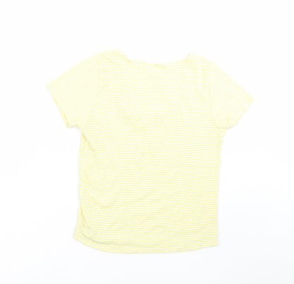 SOFT & SEXY Womens Yellow Striped  Basic T-Shirt Size L