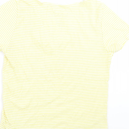 SOFT & SEXY Womens Yellow Striped  Basic T-Shirt Size L